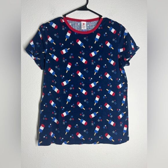T-shirt Ice Cream Size L Blue Red - Picture 1 of 10